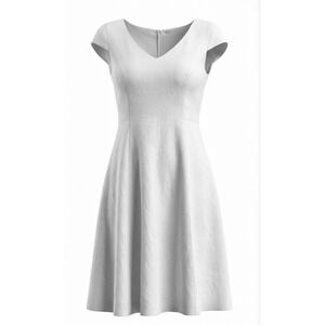 Anne Klein Women's Ivory Jacquard Fit Flare Dress Size 6 Cap Sleeve